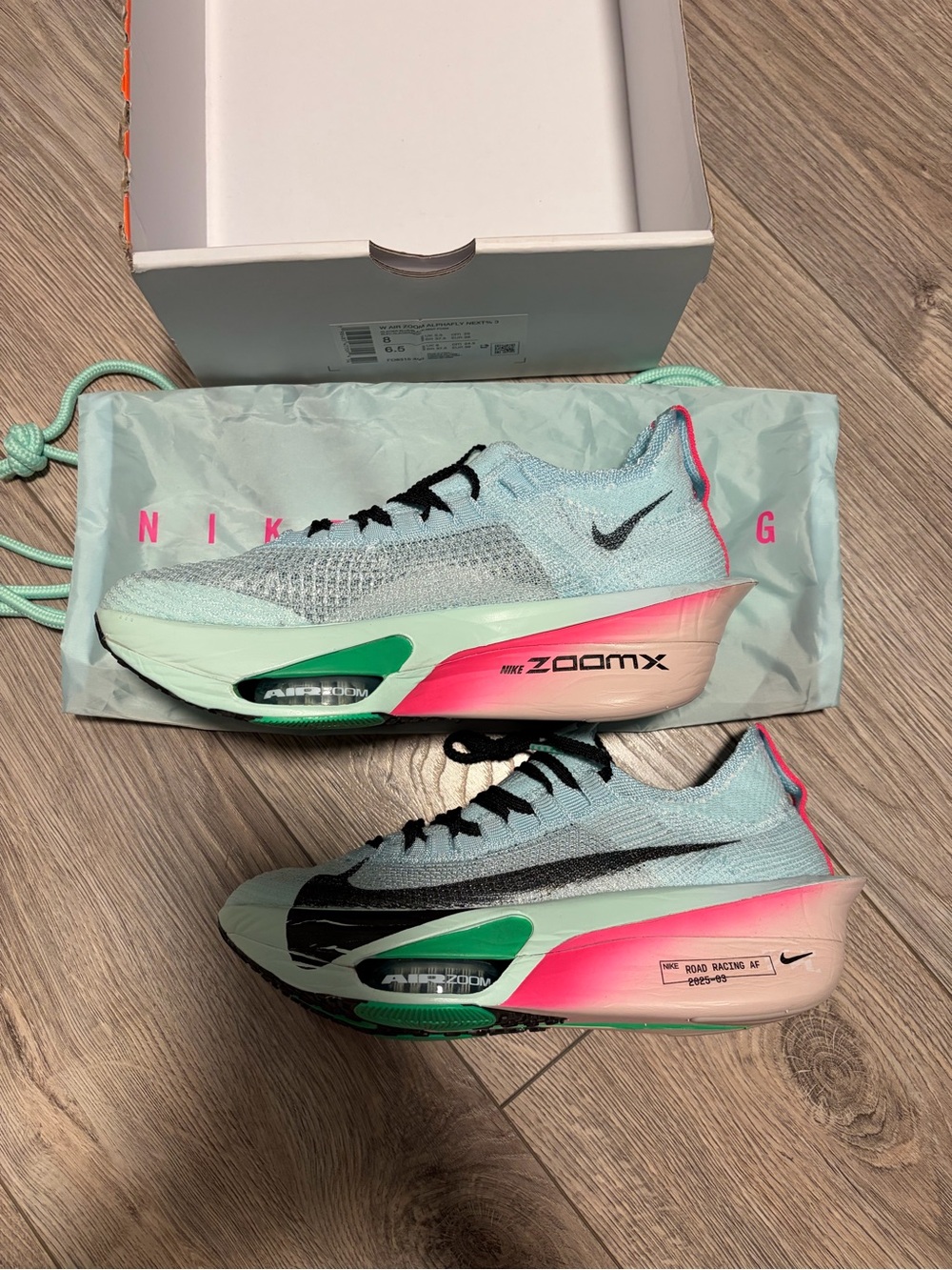 Women’s Nike Air Zoom alphafly next 3- Light Blue/Green/Pink